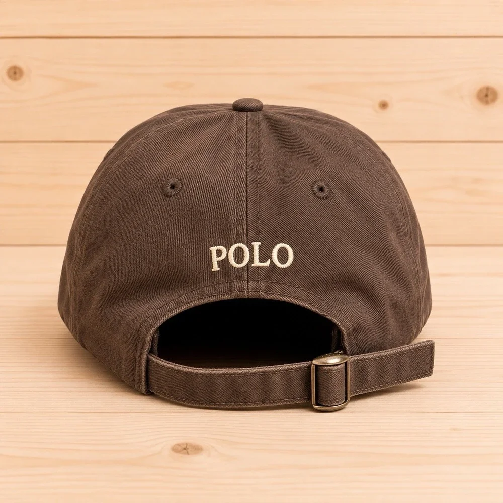 Vin Polo Ralph Lauren Brown Chino Baseball Cap Hat White Pony Strapback OSFA[Y]